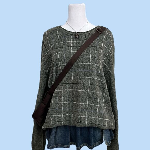 vintage 90s grid indie skate sweater - Picture 1 of 8